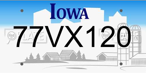 77VX120 Iowa License Plate
