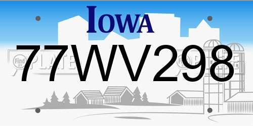 77WV298 Iowa License Plate