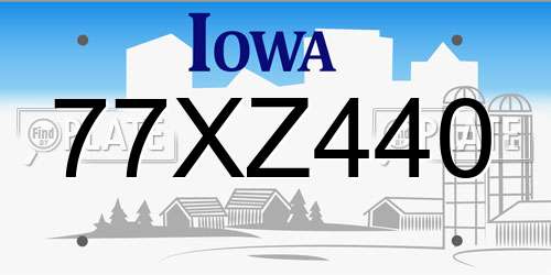 77XZ440 Iowa License Plate