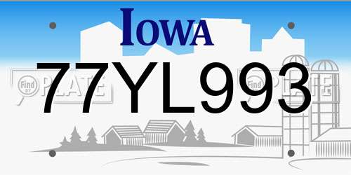 77YL993 Iowa License Plate