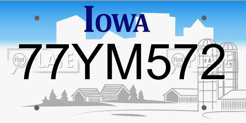77YM572 Iowa License Plate
