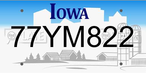 77YM822 Iowa License Plate