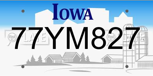 77YM827 Iowa License Plate