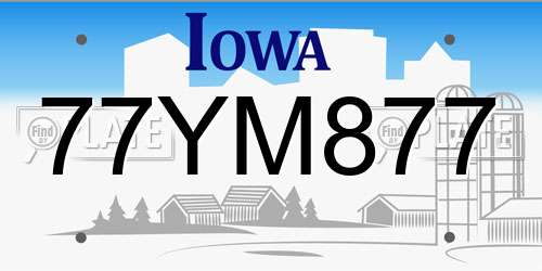77YM877 Iowa License Plate