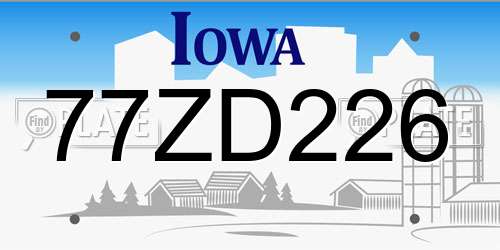 77ZD226 Iowa License Plate