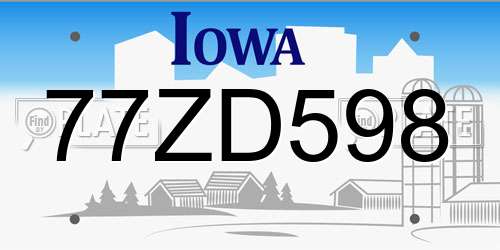 77ZD598 Iowa License Plate