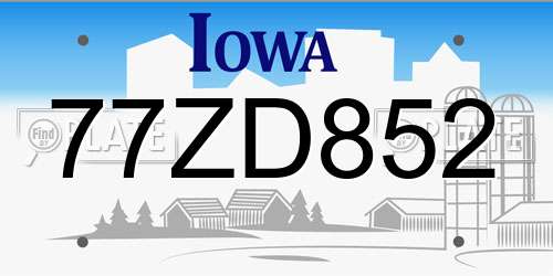 77ZD852 Iowa License Plate