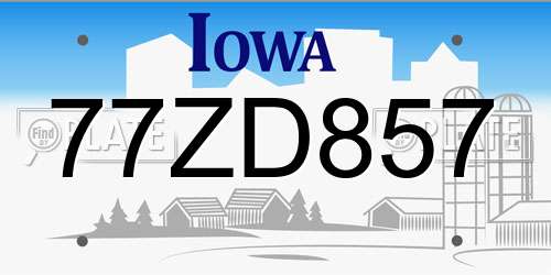 77ZD857 Iowa License Plate