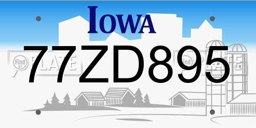 77ZD895 Iowa License Plate