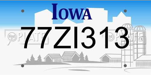 77ZI313 Iowa License Plate