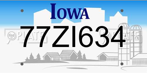 77ZI634 Iowa License Plate
