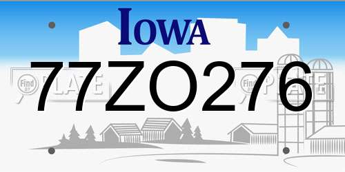 77ZO276 Iowa License Plate