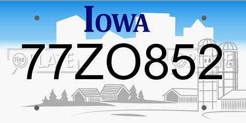 77ZO852 Iowa License Plate