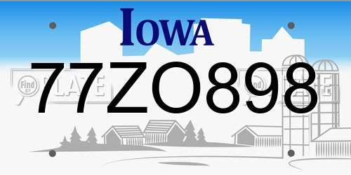 77ZO898 Iowa License Plate