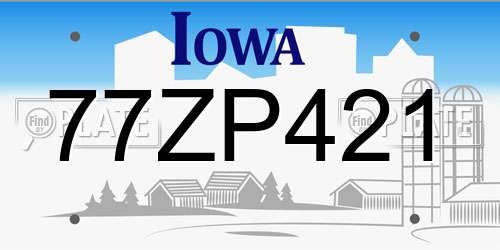 77ZP421 Iowa License Plate