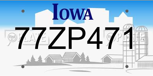 77ZP471 Iowa License Plate