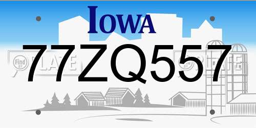 77ZQ557 Iowa License Plate