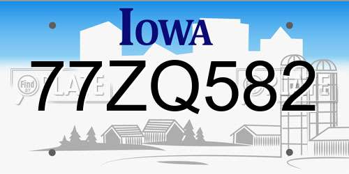 77ZQ582 Iowa License Plate