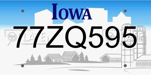 77ZQ595 Iowa License Plate