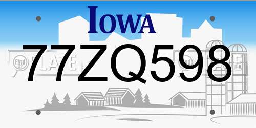 77ZQ598 Iowa License Plate