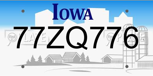 77ZQ776 Iowa License Plate