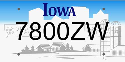 7800ZW Iowa License Plate