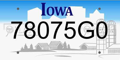 78075G0 Iowa License Plate