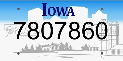 7807860 Iowa License Plate