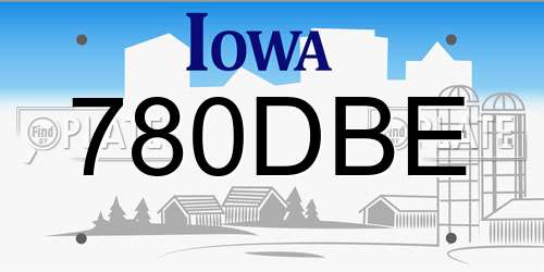 780DBE Iowa License Plate