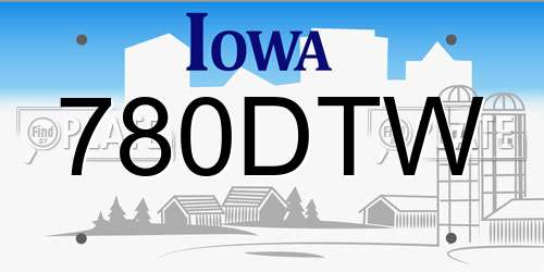 780DTW Iowa License Plate