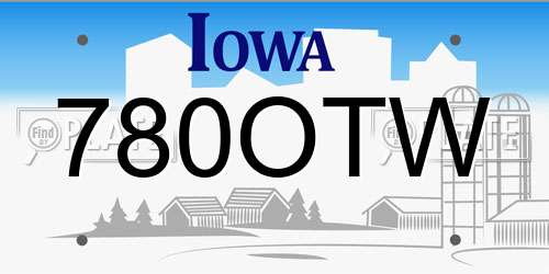 780OTW Iowa License Plate