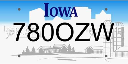 780OZW Iowa License Plate