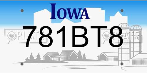 781BT8 Iowa License Plate