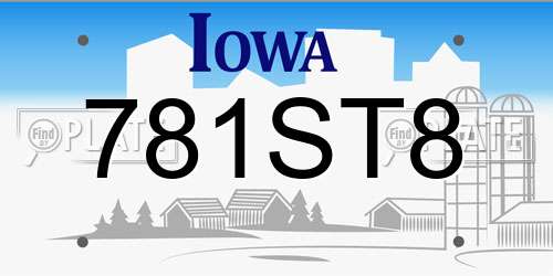 781ST8 Iowa License Plate