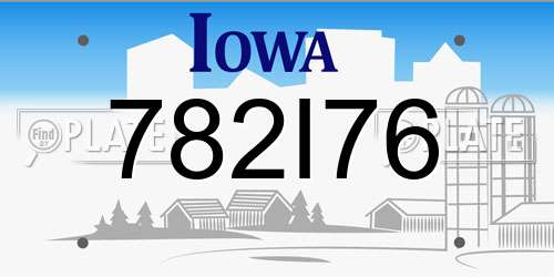 782I76 Iowa License Plate