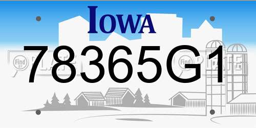 78365G1 Iowa License Plate