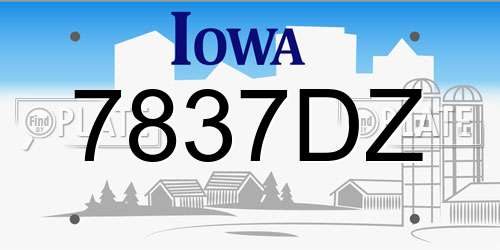 7837DZ Iowa License Plate