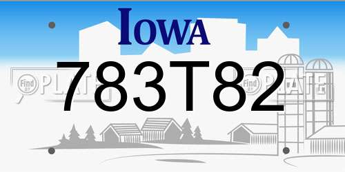 783T82 Iowa License Plate