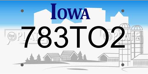 783TO2 Iowa License Plate
