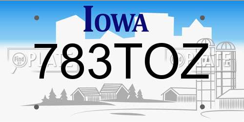 783TOZ Iowa License Plate