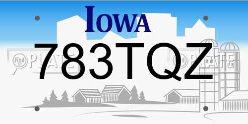 783TQZ Iowa License Plate