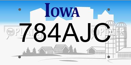 784AJC Iowa License Plate
