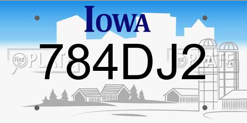 784DJ2 Iowa License Plate