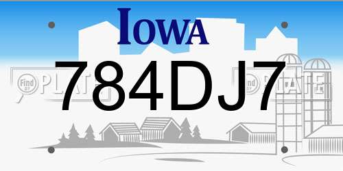 784DJ7 Iowa License Plate