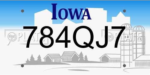 784QJ7 Iowa License Plate