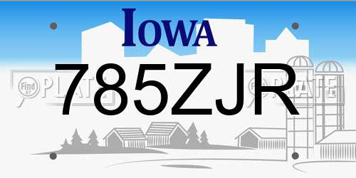 785ZJR Iowa License Plate