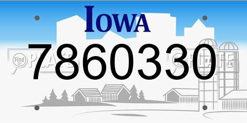 7860330 Iowa License Plate