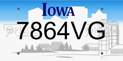 7864VG Iowa License Plate