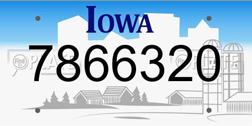 7866320 Iowa License Plate