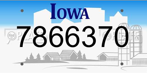 7866370 Iowa License Plate